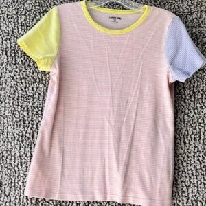 LANDS' END Pastel Colored Striped Short-Sleeve T-shirt